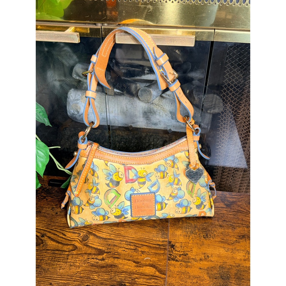 Dooney & Bourke Yellow Bumblebee Print Hobo Bag Vintage Y2K Small